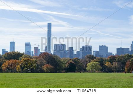 Great Lawn Located In The Heart Of Central Park During The Fall