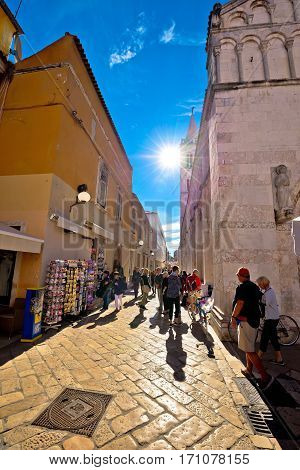 Tourist Rush On Main Street Of Zadar