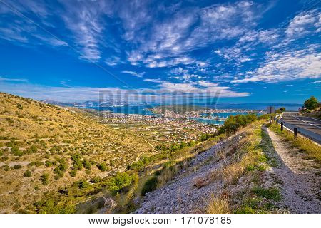 Aerial Panorama Of Trogir And Kastela Bay