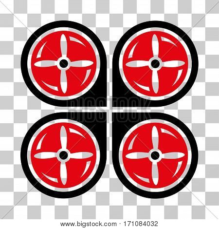 Nanocopter Screws Rotaion icon. Vector illustration style is flat iconic bicolor symbol intensive red and black colors transparent background. Designed for web and software interfaces.