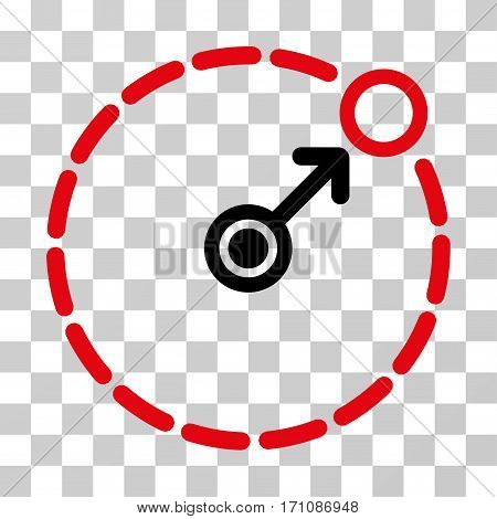 Round Area Border icon. Vector illustration style is flat iconic bicolor symbol intensive red and black colors transparent background. Designed for web and software interfaces.
