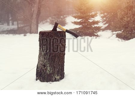 Ax Wood Firewood Stump