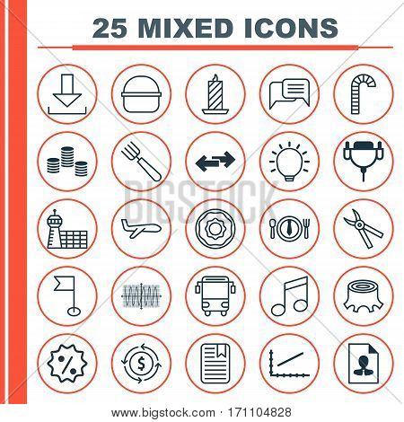 Set Of 25 Universal Editable Icons. Can Be Used For Web, Mobile And App Design. Includes Elements Such As Tree Stub, Line Graph, Air Transport And More.