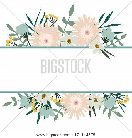 Floral frame. Flower bouquet vintage cover. Flourish card with with place for your text