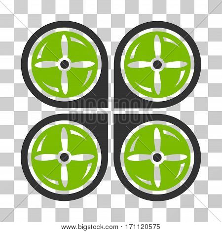 Nanocopter Screws Rotaion icon. Vector illustration style is flat iconic bicolor symbol eco green and gray colors transparent background. Designed for web and software interfaces.