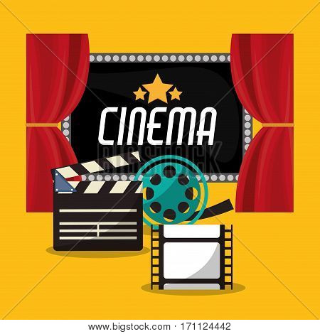 cinema teather reel film clapper and board vector illustration eps 10