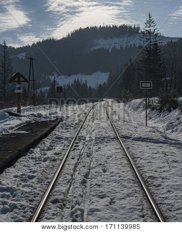 Railway Track Near Village Dedinky In Slovakia
