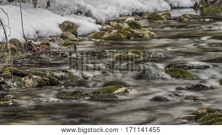 Biely Creek With Stones And Clean Water In Slovakia Mountains