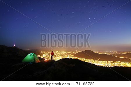Urban view from the tent over the ciry
