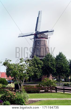 An historic windmill in Anjum Friesland netherlands