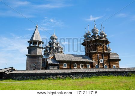 Kizhi Pogost - architectural ensemble of wood located on the Kizhi island, built in the XVIII-XIX centuries. Karelia, north of Russia.