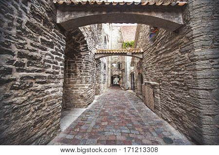 St. Catherine's Passage in Tallinn Estonia. medieval city in Europe