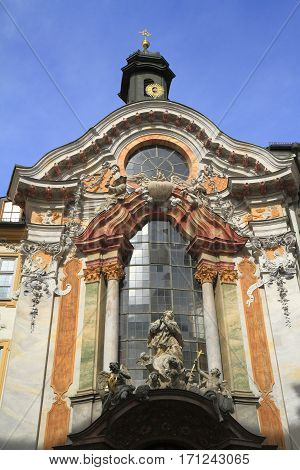 Historic Facade Of The Baroque Asam Church