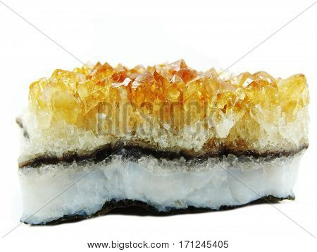 citrine semigem geode crystals geological mineral isolated