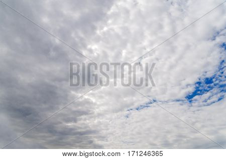 Blue cloudy sky with storm coming close