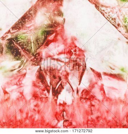 Abstract Pink And Green Painting On Silk Batik