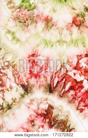 Abstract Pink And Green Image On Silk Batik