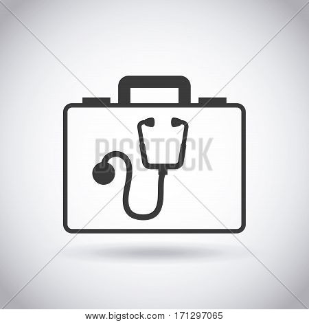 first aid briefcase with sthetoscope icon over white background. vector illustration