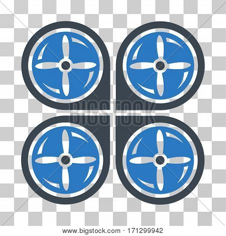 Nanocopter Screws Rotaion icon. Vector illustration style is flat iconic bicolor symbol smooth blue colors transparent background. Designed for web and software interfaces.