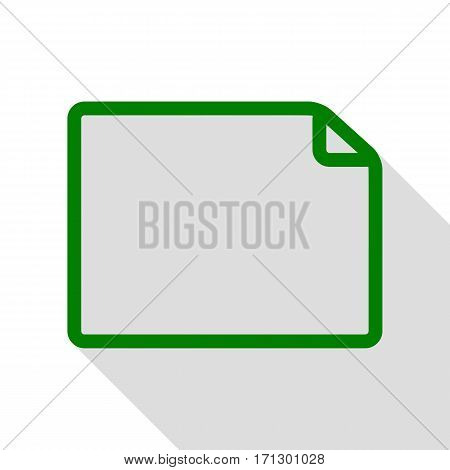 Horisontal document sign illustration. Green icon with flat style shadow path.