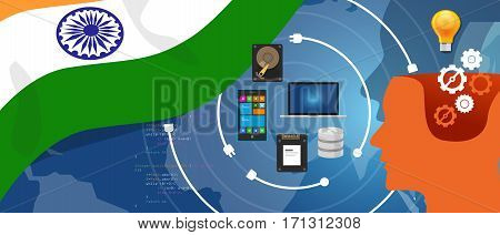 India IT information technology digital infrastructure connecting business data via internet network using computer software an electronic innovation vector