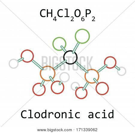 molecule Clodronic acid CH4Cl2O6P2 isolated on white