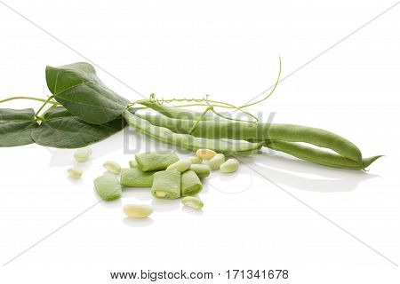 Green beans on white background. Legumes vegetable