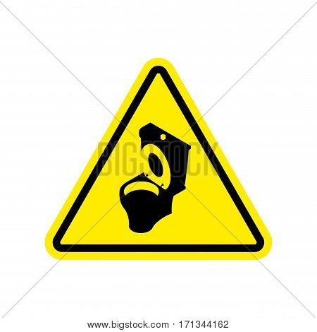 Warning Wc. Toilet Bowl On Yellow Triangle. Road Sign Attention