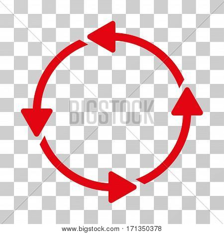 Rotation CCW icon. Vector illustration style is flat iconic symbol red color transparent background. Designed for web and software interfaces.