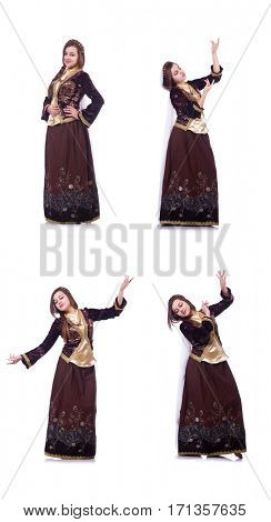 Young lady dancing traditional azeri dance
