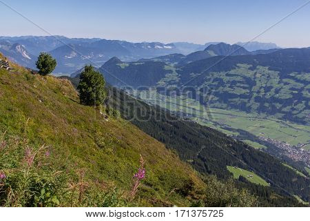 Beautiful mountain landscape next to Fuegen in the Zillertal in Austria F