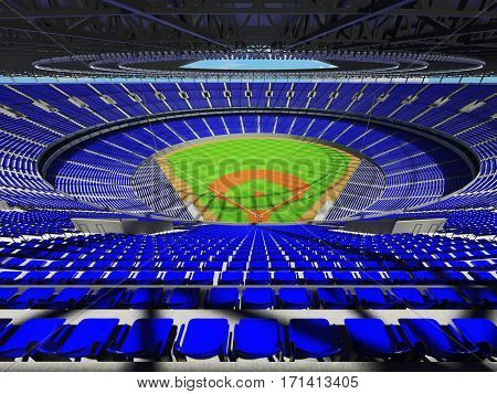 3D Render Of Baseball Stadium With Blue Seats And Vip Boxes