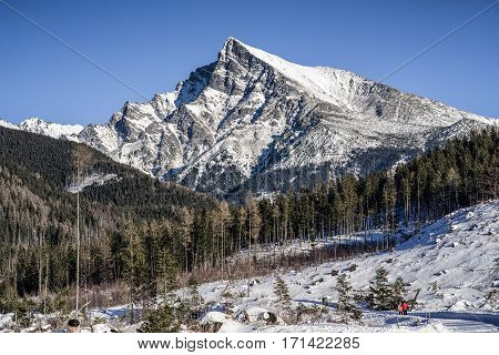 Snowy peak Krivan in High Tatras mountains Slovakia