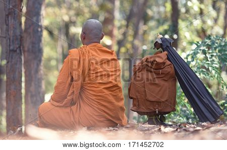 Novice monk meditating, The concept of meditation