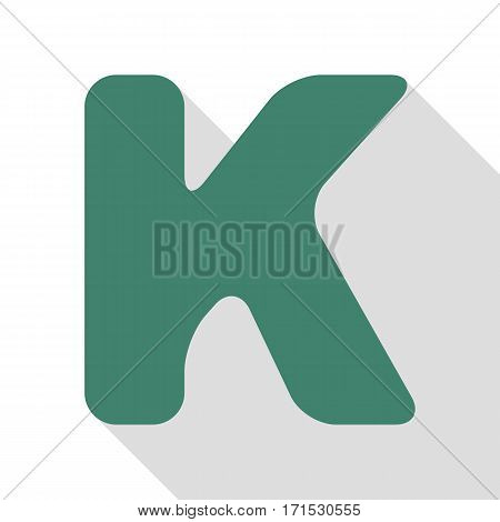 Letter K sign design template element. Veridian icon with flat style shadow path.
