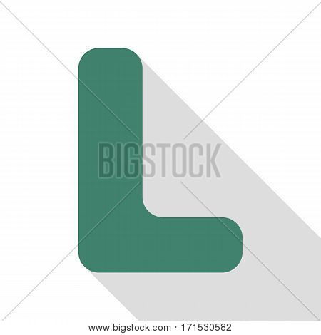 Letter L sign design template element. Veridian icon with flat style shadow path.