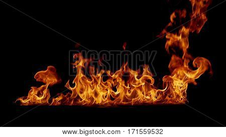frame fire burn on a black background