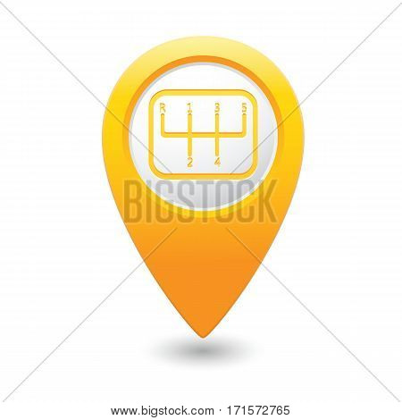 Stick shift icon on the yellow map pointer