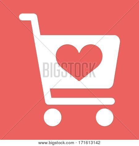 Store cart icon with shape of the heart. Flat vector illustration EPS10