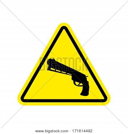 Attention Crime. Gun In Yellow Triangle. Road Sign Caution Weapon