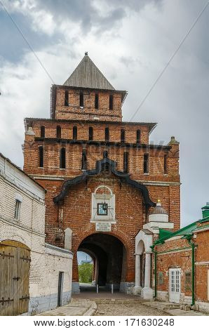 Pyatnitsky Gate is the main front gate of Kolomna Kremlin Russia