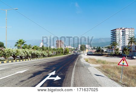 Kumluca, Turkey - June 20.2014. General view of the city in the summer at the height of tourist season