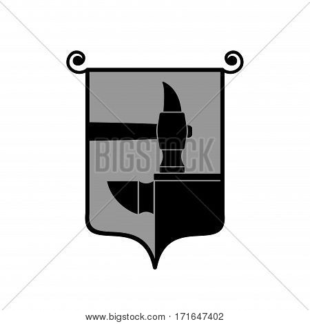 Forge Logo. Smithy Symbol. Hammer And Anvil Emblem. Vintage Sign Blacksmith