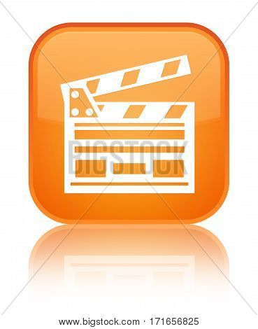 Cinema Clip Icon Shiny Orange Square Button
