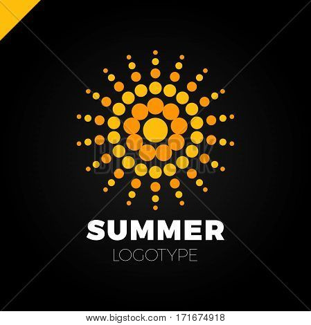 Summer Sun With Dot Logo. Creative Circel Or Dots Star Logotype