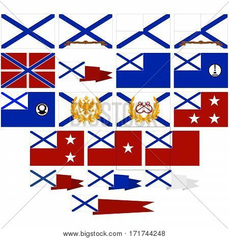 Navy flags and pennants in Russia (since 1992). The illustration on a white background.