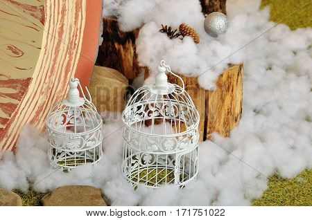 Christmas holidays composition on white wooden background