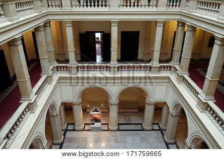 ZAGREB, CROATIA - APRIL 13: Croatian Academy of Sciences and Arts in Zagreb, on April 13, 2016.