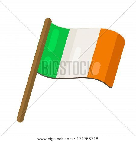 Irish flag in flat style design. Waving symbol of Ireland. Vector icon illustration.