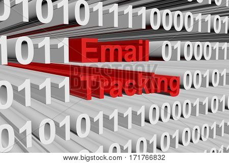 email tracking in the form of binary code, 3D illustration